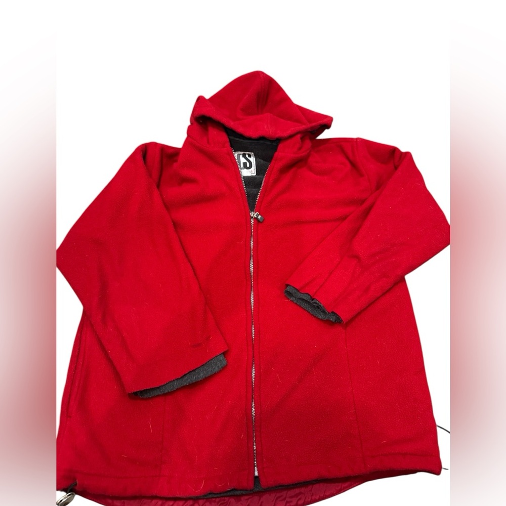 Vintage‎ CS Signature SIZE M Red Fleece  Hooded Zip Up Jacket Thick